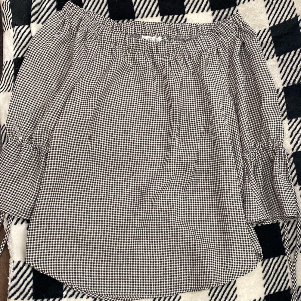 Maurices Black and White Gingham Blouse